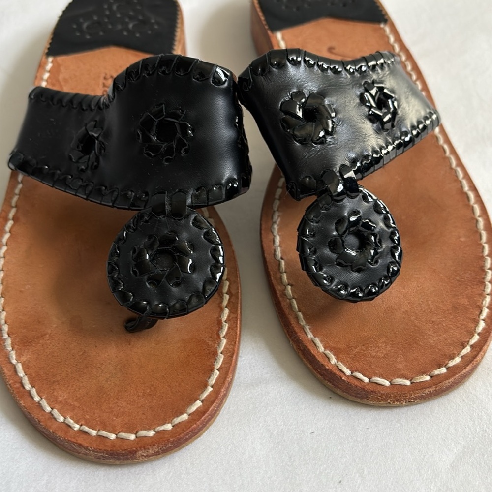 Jack Rogers Jack flat sandal in black patent leather - Picture 8 of 8